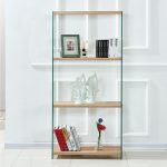 ΒΙΒΛΙΟΘΗΚΗ ΑΠΟ ΓΥΑΛΙ ΚΑΙ ΡΑΦΙΑ ZAHI ΑΠΟ MDF 76X30X165Υεκ.HM8092 - Image 2