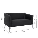 ΚΑΝΑΠΕΣ 2ΘΕΣΙΟΣ KIANA HM3122.21 ΜΕ ΜΑΥΡΟ PU 130x75x71 εκ. - Image 2