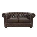 ΚΑΝΑΠΕΣ 2ΘΕΣΙΟΣ T.CHESTERFIELD HM3010.01 ΤΕΧΝΟΔΕΡΜΑ ΣΚΟΥΡΟ ΚΑΦΕ 155x90x73 εκ. - Image 2