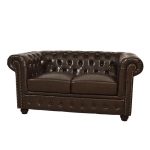 ΚΑΝΑΠΕΣ 2ΘΕΣΙΟΣ T.CHESTERFIELD HM3010.01 ΤΕΧΝΟΔΕΡΜΑ ΣΚΟΥΡΟ ΚΑΦΕ 155x90x73 εκ. - Image 3