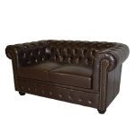 ΚΑΝΑΠΕΣ 2ΘΕΣΙΟΣ T.CHESTERFIELD HM3010.01 ΤΕΧΝΟΔΕΡΜΑ ΣΚΟΥΡΟ ΚΑΦΕ 155x90x73 εκ. - Image 4