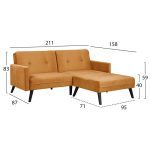 ΚΑΝΑΠΕΣ ΓΩΝΙΑ ΚΡΕΒΑΤΙ LIVIA HM3151.09 ΧΡΥΣΟ ΒΕΛΟΥΔΟ ΜΕ ΥΠΟΠΟΔΙΟ 211X158X83Y εκ. - Image 2