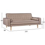 ΚΑΝΑΠΕΣ ΚΡΕΒΑΤΙ SALVADOR HM3150.02 ΜΠΕΖ ΜΕ 2 ΠΛΑΙΝΑ ΜΑΞΙΛΑΡΙΑ 224X88X84Y εκ. - Image 2