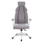 ΚΑΡΕΚΛΑ ΓΡΑΦΕΙΟΥ SALENA HM1086.10 ΣΕ ΓΚΡΙ ΛΕΥΚΟ ΧΡΩΜΑ 65x73x130 εκ. - Image 3