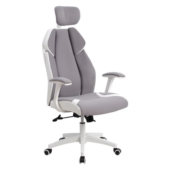 karekla-grafeioy-dieythyntiki-hm108610-s ΚΑΡΕΚΛΑ ΓΡΑΦΕΙΟΥ SALENA HM1086.10 ΣΕ ΓΚΡΙ ΛΕΥΚΟ ΧΡΩΜΑ 65x73x130 εκ. - Image 1