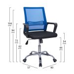 ΚΑΡΕΚΛΑ ΓΡΑΦΕΙΟΥ FALLON HM1148.08 ΣΕ ΜΑΥΡΟ ΧΡΩΜΑ ΜΕ ΜΠΛΕ ΠΛΑΤΗ 60x57x104Υ εκ. - Image 2