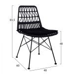 ΚΑΡΕΚΛΑ ΜΕΤΑΛΛΙΚΗ ΜΕ ΜΑΞΙΛΑΡΙ ALLEGRA HM5453 ΜΕ WICKER ΜΑΥΡΟ 48x60x83,5Υ εκ - Image 2