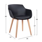 ΚΑΡΕΚΛΑ ΤΡΑΠΕΖΑΡΙΑΣ LUCIE HM8242.02 ΜΑΥΡΗ ΜΕ ΜΕΤΑΛΛΙΚΑ ΠΟΔΙΑ 56Χ57Χ80 ΕΚ - Image 2