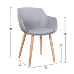 ΚΑΡΕΚΛΑ ΤΡΑΠΕΖΑΡΙΑΣ LUCIE HM8242.10 ΓΚΡΙ ΜΕ ΜΕΤΑΛΛΙΚΑ ΠΟΔΙΑ 56Χ57Χ80 ΕΚ - Image 2