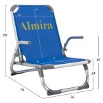 ΚΑΡΕΚΛΑΚΙ ΠΑΡΑΛΙΑΣ ΨΗΛΗ ΠΛΑΤΗ ALMIRA HM5053.01 ΒΑΡΕΩΣ ΤΥΠΟΥ ΜΠΛΕ ΑΛΟΥΜΙΝΙΟΥ 56x70x66 cm. - Image 2