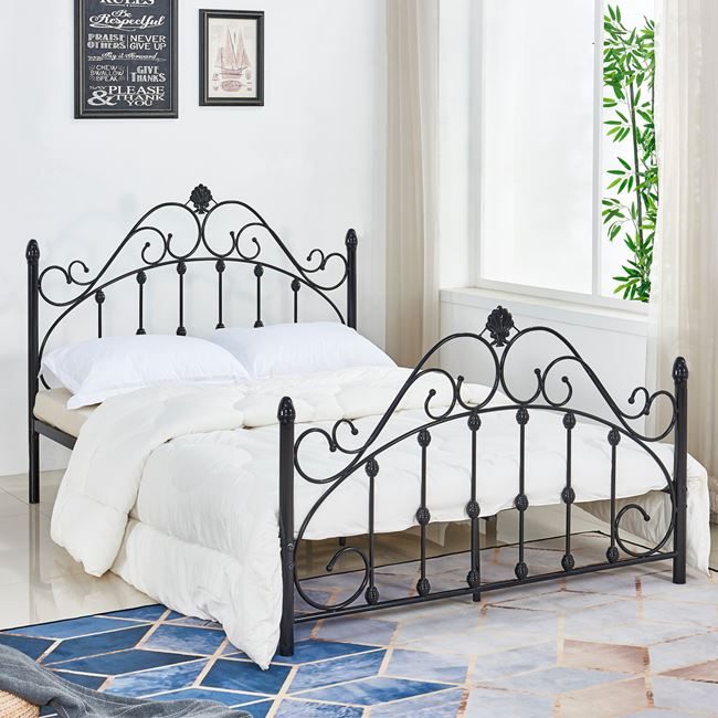 krebati-metalliko-150ch200-mayro-chroma ΚΡΕΒΑΤΙ ΜΕΤΑΛΛΙΚΟ MADEN 150x200 εκ. ΜΑΥΡΟ ΧΡΩΜΑ HM576.01 - Image 1
