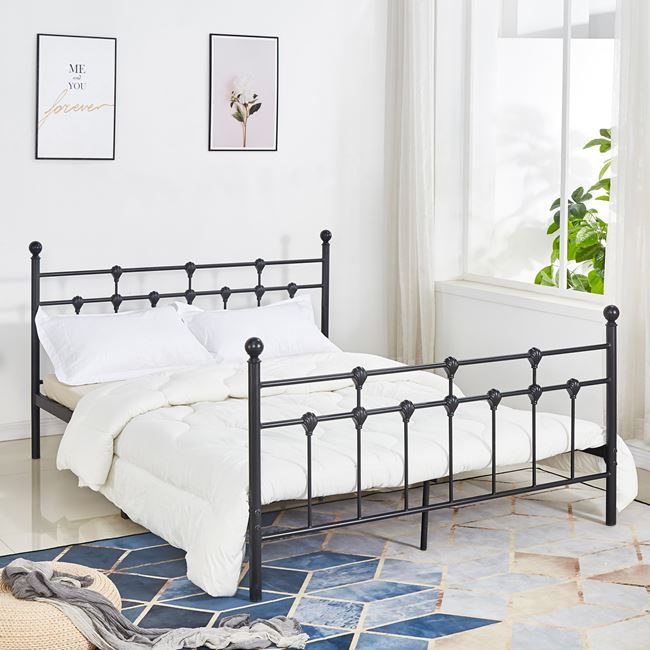krebati-metalliko-150ch200-mayro-chroma ΚΡΕΒΑΤΙ ΜΕΤΑΛΛΙΚΟ JACINDA 150x200 εκ. ΜΑΥΡΟ ΧΡΩΜΑ HM575.01 - Image 1