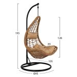 ΚΡΕΜΑΣΤΗ ΠΟΛΥΘΡΟΝΑ ΦΩΛΙΑ LUCIA HM5676.01 ΜΕ WICKER & ΜΑΞΙΛΑΡΙΑ ΜΠΕΖ Φ95Χ195Υ εκ. - Image 2