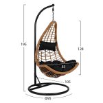 ΚΡΕΜΑΣΤΗ ΠΟΛΥΘΡΟΝΑ ΦΩΛΙΑ LUCIA HM5676.04 ΜΕ ΜΠΕΖ WICKER & ΜΑΥΡΑ ΜΑΞΙΛΑΡΙΑ Φ95Χ195Υ εκ. - Image 2