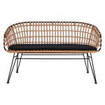 ΠΑΓΚΑΚΙ ΜΕΤΑΛΛΙΚΟ ALLEGRA HM5692 ΜΕ WICKER ΜΑΥΡΟ-ΜΠΕΖ 124x57x77Υ εκ. - Image 3