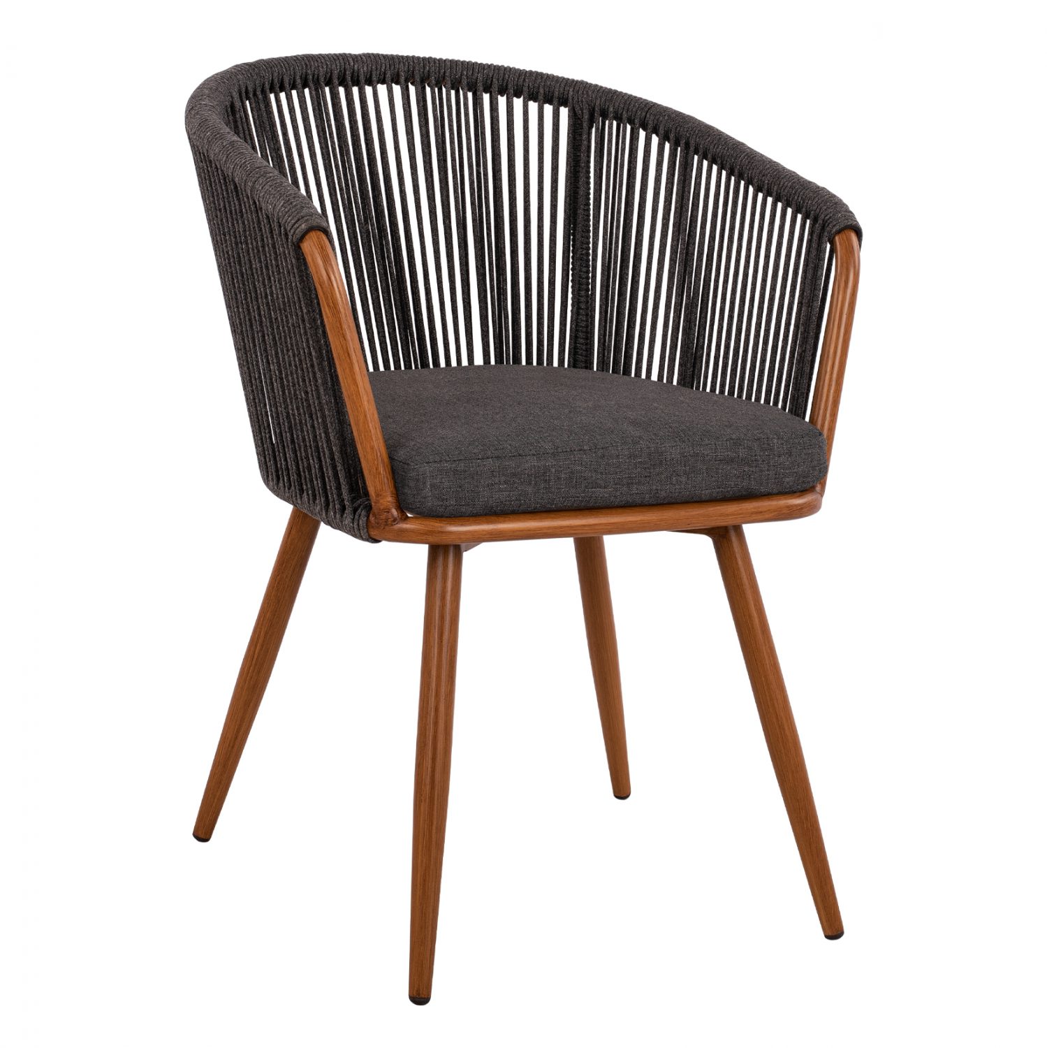 polythrona-aloyminioy-bamboo-me-schoini ΠΟΛΥΘΡΟΝΑ ΑΛΟΥΜΙΝΙΟΥ HARRIET BAMBOO LOOK ΜΕ ΣΧΟΙΝΙ ΓΚΡΙ HM5548.01 60X62X81Υ εκ. - Image 1