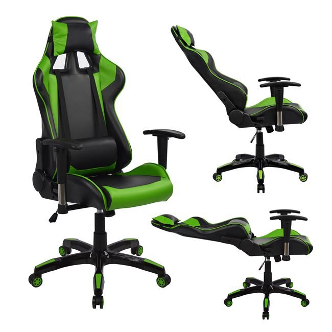 polythrona-gaming-hm105603-mayro-prasino ΠΟΛΥΘΡΟΝΑ GAMING RACING HM1056.03 ΜΑΥΡΟ - ΠΡΑΣΙΝΟ PU 67x70x134 εκ. - Image 1