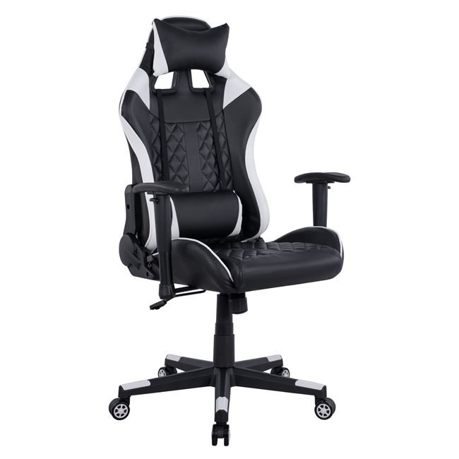 polythrona-gaming-hm114604-se-chroma-may ΠΟΛΥΘΡΟΝΑ GAMING JOURNEY HM1146.04 ΣΕ ΧΡΩΜΑ ΜΑΥΡΟ-ΛΕΥΚΟ 68Χ69Χ130 ΕΚ - Image 1