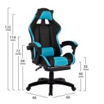 ΠΟΛΥΘΡΟΝΑ GAMING NYLA ΜΕ ΥΠΟΠΟΔΙΟ HM1132.08 ΣΕ ΧΡΩΜΑ ΜΑΥΡΟ-ΓΑΛΑΖΙΟ 68Χ66-100Χ122 ΕΚ - Image 2