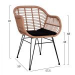 ΠΟΛΥΘΡΟΝΑ ΜΕ ΜΑΞΙΛΑΡΙ ΜΕΤΑΛΛΙΚΗ ALLEGRA HM5450 ΜΕ WICKER ΜΠΕΖ 57,5x59x81Υ εκ. - Image 2