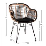 ΠΟΛΥΘΡΟΝΑ ΜΕ ΜΑΞΙΛΑΡΙ ΜΕΤΑΛΛΙΚΗ ALLEGRA HM5663 ΜΕ WICKER ΜΠΕΖ & ΜΑΥΡΟ ΧΡΩΜΑ 58x60x82Υ εκ. - Image 2