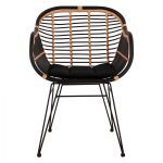 ΠΟΛΥΘΡΟΝΑ ΜΕ ΜΑΞΙΛΑΡΙ ΜΕΤΑΛΛΙΚΗ ALLEGRA HM5663 ΜΕ WICKER ΜΠΕΖ & ΜΑΥΡΟ ΧΡΩΜΑ 58x60x82Υ εκ. - Image 3