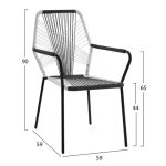 ΠΟΛΥΘΡΟΝΑ ΜΕΤΑΛΛΙΚΗ HM5490 ΜΕ WICKER ΛΕΥΚΟ-ΓΚΡΙ 59x59x90 cm - Image 2