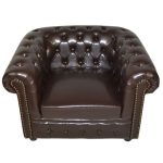 ΠΟΛΥΘΡΟΝΑ T.CHESTERFIELD HM3011.01 ΤΕΧΝΟΔΕΡΜΑ ΣΚΟΥΡΟ ΚΑΦΕ 110x90x73 εκ. - Image 3