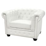 ΠΟΛΥΘΡΟΝΑ T.CHESTERFIELD HM3011.02 ΤΕΧΝΟΔΕΡΜΑ ΛΕΥΚΟ ΜΑΤ 110x90x73 εκ. - Image 3