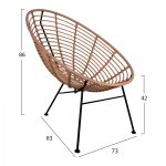 ΠΟΛΥΘΡΟΝΑ ΤΥΠΟΥ ΦΩΛΙΑ ΜΕΤΑΛΛΙΚΗ ALLEGRA HM5458 ΜΕ WICKER ΜΠΕΖ 73x83x86Υ εκ. - Image 2