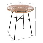 ΣΕΤ 3ΤΜΧ ALLEGRA WICKER ΜΕ ΤΡΑΠΕΖΙ Φ70Χ74Υ ΜΠΕΖ & ΜΑΥΡΟ ΧΡΩΜΑ HM10478 - Image 2
