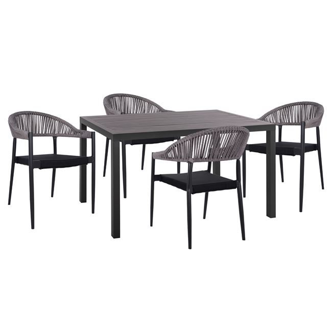 set-5-tmch-aloyminioy-me-trapezi-140ch80 ΣΕΤ 5 ΤΜΧ ΑΛΟΥΜΙΝΙΟΥ ΜΕ ΤΡΑΠΕΖΙ 140Χ80Χ75,5Υ ΑΝΘΡΑΚΙ HM10519 - Image 1