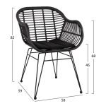 ΣΕΤ 5ΤΜΧ ALLEGRA WICKER ΜΕ ΤΡΑΠΕΖΙ 140X80Χ78Υ ΜΠΕΖ & ΜΑΥΡΟ ΧΡΩΜΑ HM10508 - Image 3