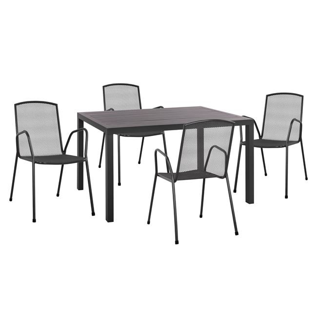 set-5tmch-me-trapezi-140ch80ch755y-aloym ΣΕΤ 5ΤΜΧ ΜΕ ΤΡΑΠΕΖΙ 140Χ80Χ75,5Υ ΑΛΟΥΜΙΝΙΟΥ & ΚΑΡΕΚΛΕΣ ΜΕΤΑΛΛΙΚΕΣ ΑΝΘΡΑΚΙ HM10533 - Image 1