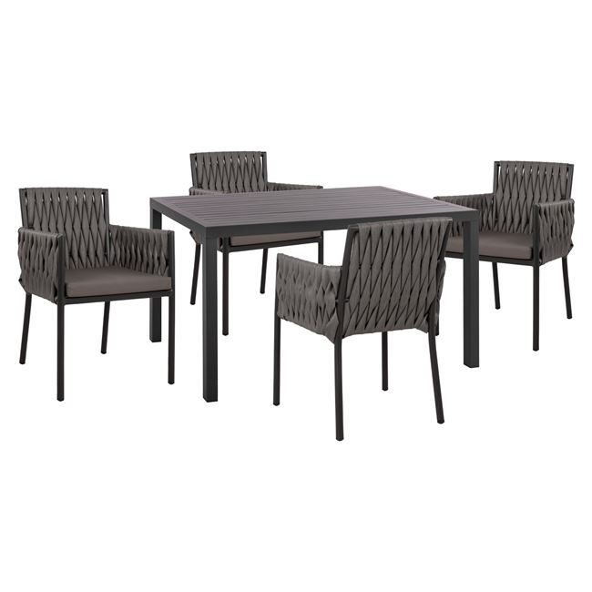 set-5tmch-me-trapezi-140ch80ch755y-polyt ΣΕΤ 5ΤΜΧ ΜΕ ΤΡΑΠΕΖΙ 140Χ80Χ75,5Υ & ΠΟΛΥΘΡΟΝΕΣ ΑΛΟΥΜΙΝΙΟΥ ΣΕ ΑΝΘΡΑΚΙ ΑΠΟΧΡΩΣΗ HM10532 - Image 1