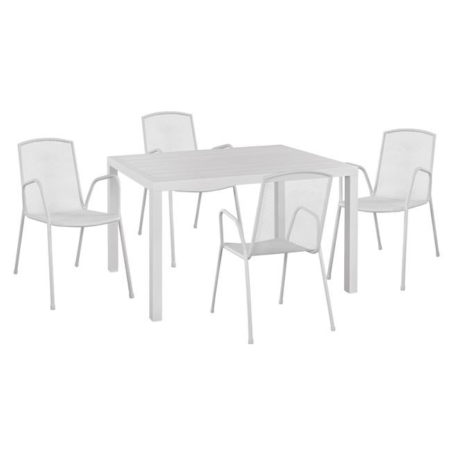 set-5tmch-me-trapezi-aloyminioy-120ch80c ΣΕΤ 5ΤΜΧ ΜΕ ΤΡΑΠΕΖΙ ΑΛΟΥΜΙΝΙΟΥ 120Χ80Χ75,5Υ & ΚΑΡΕΚΛΕΣ ΜΕΤΑΛΛΙΚΕΣ HM10526 ΛΕΥΚΟ - Image 1