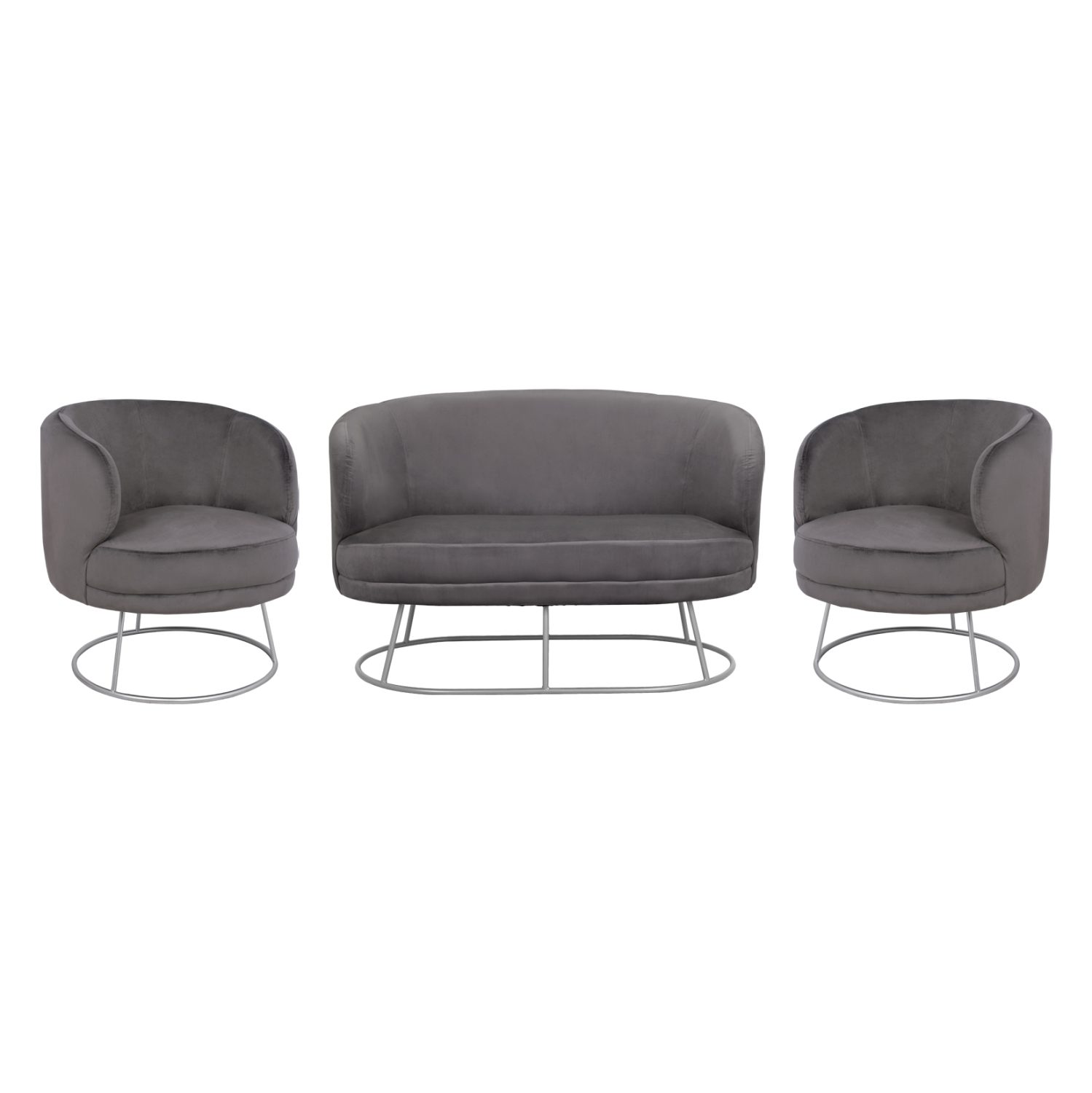 set-saloni-2thesios-2-polythrones-gkri-b ΣΕΤ ΣΑΛΟΝΙ 2ΘΕΣΙΟΣ & 2 ΠΟΛΥΘΡΟΝΕΣ ARIEN ΓΚΡΙ ΒΕΛΟΥΔΟ ΑΣΗΜΙ ΒΑΣΗ HM11051.01 - Image 1