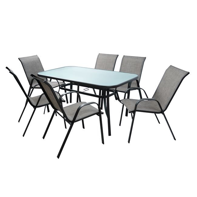set-trapezaria-7tmch-1-trapezi-150ch906k ΣΕΤ ΤΡΑΠΕΖΑΡΙΑ 7ΤΜΧ 1 ΤΡΑΠΕΖΙ 150Χ90+6ΚΑΡΕΚΛΕΣ ΓΚΡΙ HM5119.01 - Image 1