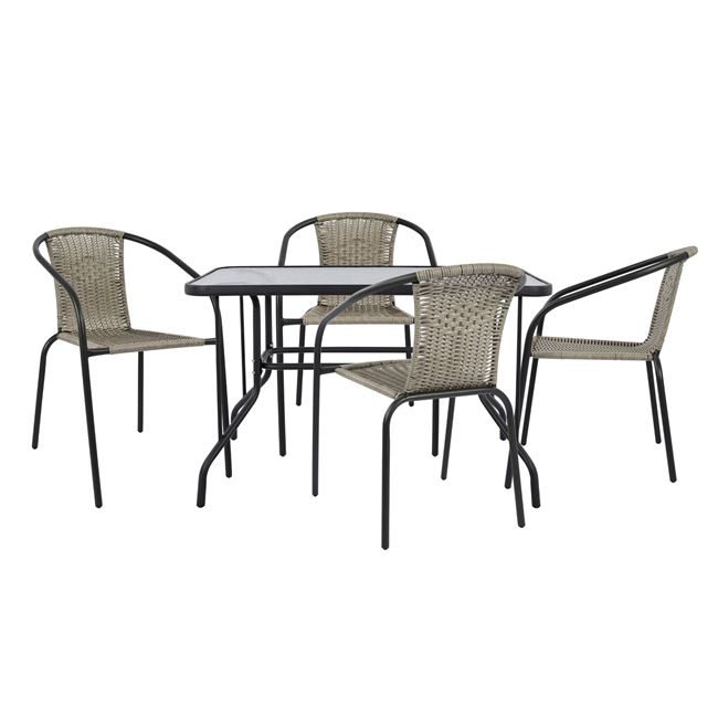 set-trapezarias-5tmch-me-karekles-trapez ΣΕΤ ΤΡΑΠΕΖΑΡΙΑΣ 5ΤΜΧ ΜΕ ΚΑΡΕΚΛΕΣ & ΤΡΑΠΕΖΙ ΓΚΡΙ HM5189.02 - Image 1