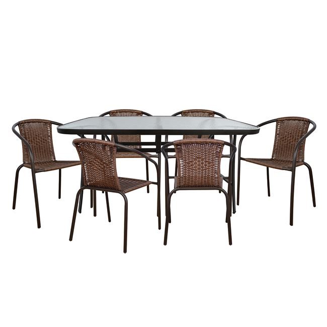 set-trapezarias-7tmch-me-metalliko-trape ΣΕΤ ΤΡΑΠΕΖΑΡΙΑΣ 7ΤΜΧ ΜΕ ΜΕΤΑΛΛΙΚΟ ΤΡΑΠΕΖΙ ΚΑΙ ΚΑΡΕΚΛΕΣ HM5202 - Image 1
