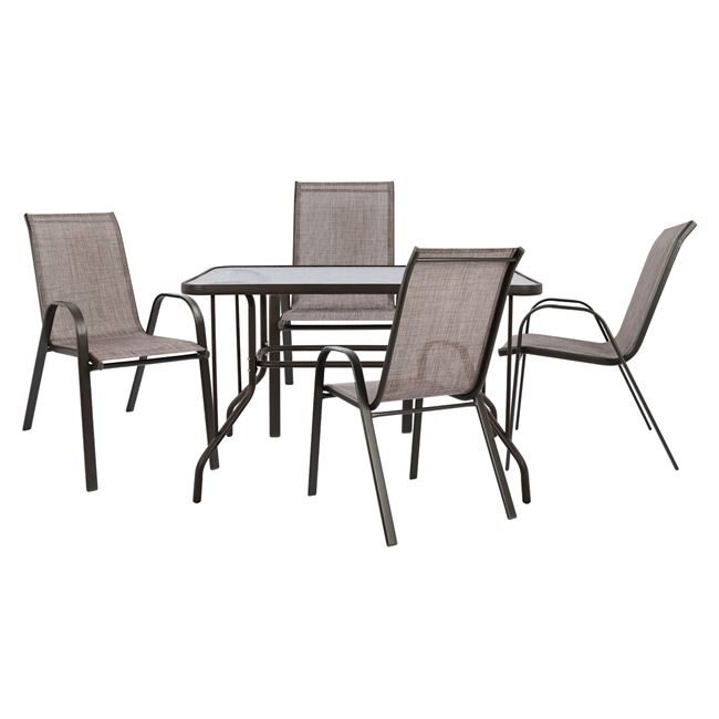 set-trapezarias-metalliki-5tmch-me-4-kar ΣΕΤ ΤΡΑΠΕΖΑΡΙΑΣ ΜΕΤΑΛΛΙΚΗ 5ΤΜΧ ΜΕ 4 ΚΑΡΕΚΛΕΣ & ΤΡΑΠΕΖΙ 110Χ60 ΚΑΦΕ HM5193.02 - Image 1