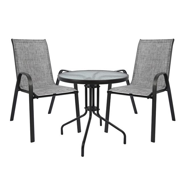 set-trapezarias-metalliko-3tmch-me-2-kar ΣΕΤ ΤΡΑΠΕΖΑΡΙΑΣ ΜΕΤΑΛΛΙΚΟ 3ΤΜΧ ΜΕ 2 ΚΑΡΕΚΛΕΣ & ΤΡΑΠΕΖΙ Φ60 ΓΚΡΙ HM5181.01 - Image 1