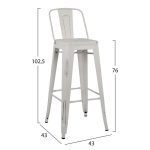ΣΚΑΜΠΩ BAR ΜΕΤΑΛΛΙΚΟ HM0088.05 MELITA ME ΠΛΑΤΗ ΛΕΥΚΗ ΠΑΤΙΝΑ 43x43x102,5 εκ. - Image 2