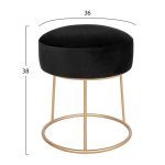 ΣΚΑΜΠΟ KARLO ΜΑΥΡΟ ΒΕΛΟΥΔΟ ΜΕ ΧΡΥΣΗ ΒΑΣΗ HM8411.04 Φ36x38Υ εκ. - Image 2