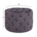 ΣΚΑΜΠΟ KASSIE ΓΚΡΙ ΒΕΛΟΥΔΟ ΤΥΠΟΥ CHESTERFIELD HM8406.01 Φ60x43Υ εκ. - Image 2