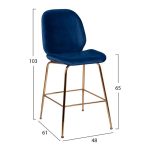 ΣΚΑΜΠΩ ΜΕΣΑΙΟΥ ΥΨΟΥΣ NORA HM8524.08 ΒΕΛΟΥΔΟ ΜΠΛΕ & ΧΡΥΣΟ ΜΕΤΑΛΛΙΚΟ ΣΚΕΛΕΤΟ 48x61x103 εκ. - Image 2