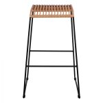 ΣΚΑΜΠΟ ΜΕΤΑΛΛΙΚΟ ALLEGRA HM5641 ΜΕ WICKER ΣΕ ΜΠΕΖ ΑΠΟΧΡΩΣΗ 49x50x76 εκ. - Image 3