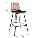 ΣΚΑΜΠΟ ΜΕΤΑΛΛΙΚΟ ΜΕ ΜΑΞΙΛΑΡΙ ALLEGRA HM5452 ΜΕ WICKER ΣΕ ΜΠΕΖ ΑΠΟΧΡΩΣΗ 56x60x109 εκ. - Image 2