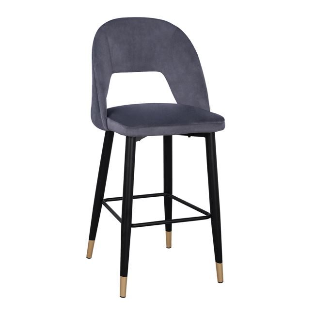 skampo-mpar-harper-hm852601-beloydo-gkri ΣΚΑΜΠΟ ΜΠΑΡ HARPER HM8526.01 ΒΕΛΟΥΔΟ ΓΚΡΙ ΜΕ ΜΕΤΑΛΛΙΚΟ ΣΚΕΛΕΤΟ 50Χ51Χ111Υ εκ. - Image 1