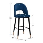 ΣΚΑΜΠΟ ΜΠΑΡ HARPER HM8526.08 ΒΕΛΟΥΔΟ ΜΠΛΕ ΜΕ ΜΕΤΑΛΛΙΚΟ ΣΚΕΛΕΤΟ 50x51x111Υ εκ. - Image 2